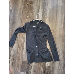 Eddie Bauer Cotton Cashmere Blend Women's Cardigan Sweater size XS Gray Long